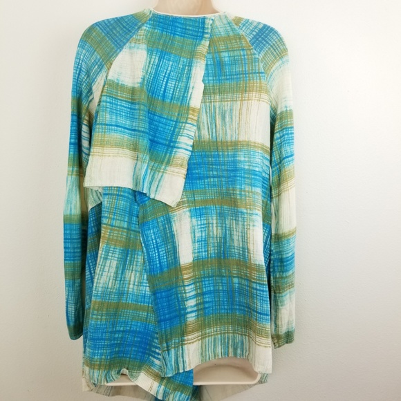Anthropologie Sparrow Blue Plaid  Sweater Cardigan - Picture 6 of 8